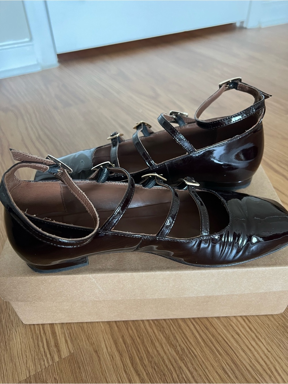 ALOHAS Luke Patent Leather Flat in Coffee Brown - Picture 7 of 9